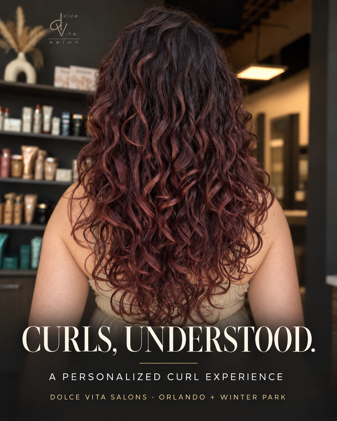 dolce vita salons guest with shaped, defined natural curls, orlando and winter park